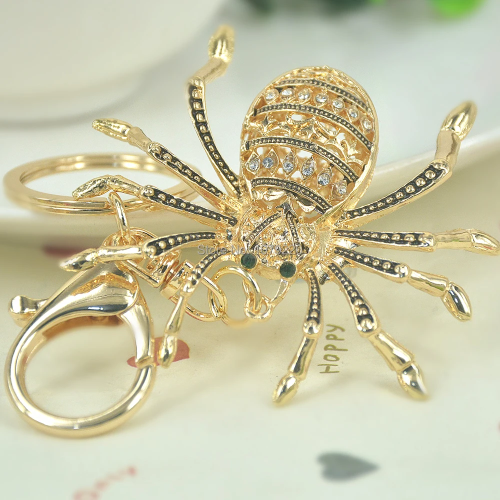 Творческий брелок Паук Кристалл Rhinestone брелок Подвески Подвеска ювелирные изделия аксессуар для держатели ключей для Для женщин настоящий мешок подарок