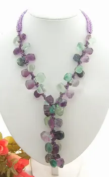 

Amazing ! 20.5" Natural&Purple Fluorite Necklace