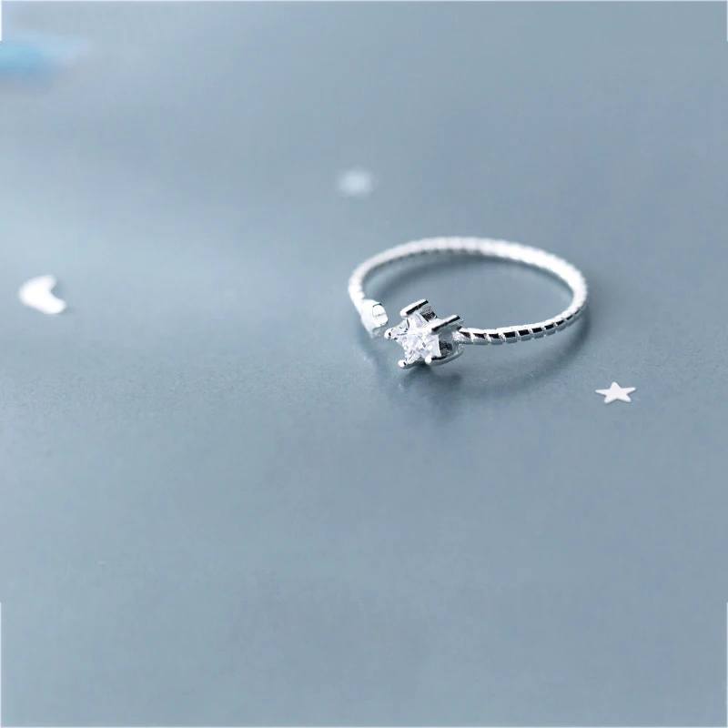 INZATT, настоящее 925 пробы, Серебряное циркониевое кольцо со звездой для милой девушки, свадебное украшение, кольцо для открытия, романтический подарок