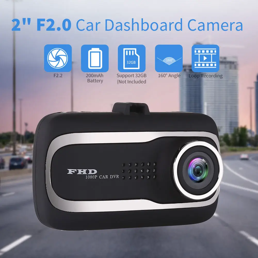 

2Inch 200mAh 1080P@25FPS Vehicle Hidden DVR Loop Recording Night Vision G-Sensor