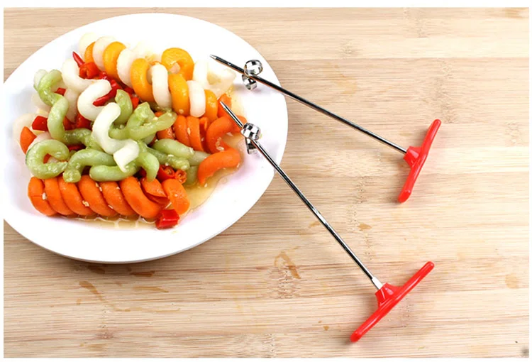 Нержавеющая сталь и пластик с ручным роликом спиральная овощерезка нож для резки фруктов инструменты кухонные аксессуары