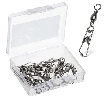 

DONQL 10/20/50 Pcs/lot Bearing Rolling Stainless Steel Fishing Connector Swivels Interlock with Snap Fishhook Lure Connector