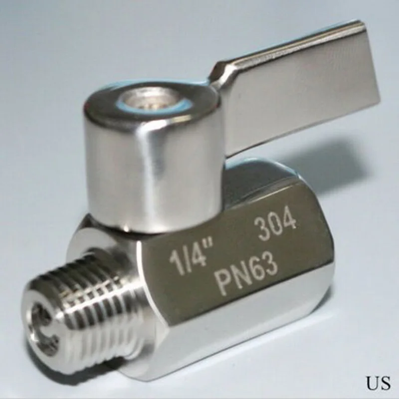 Мини-шаровой кран 1/4 из нержавеющей стали 304 NPT мама папа 90 ° вращение отключение