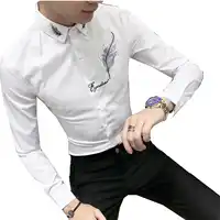 Men Dress Printing Parry Club Slim Fit Shirt Long Sleeved Casual Male Shirts Brand Clothing Dress Shirt Man Chemise Homme