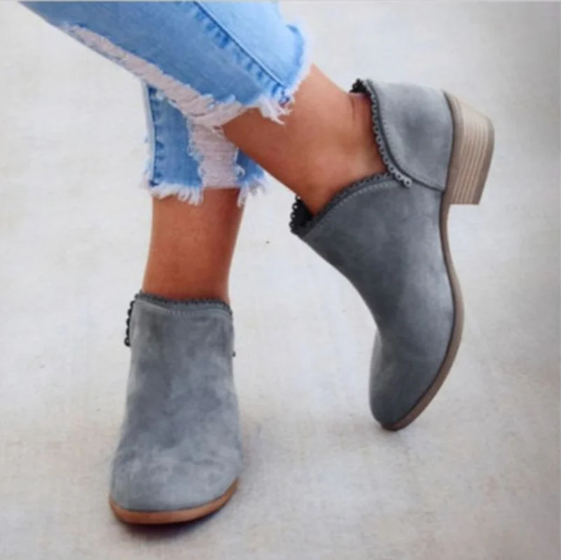 

Women Boots Ankle Winter Newest Short Boots Laces Women's Single Boot Low Heel Martin Boot 2018 Women Shoes Large Size