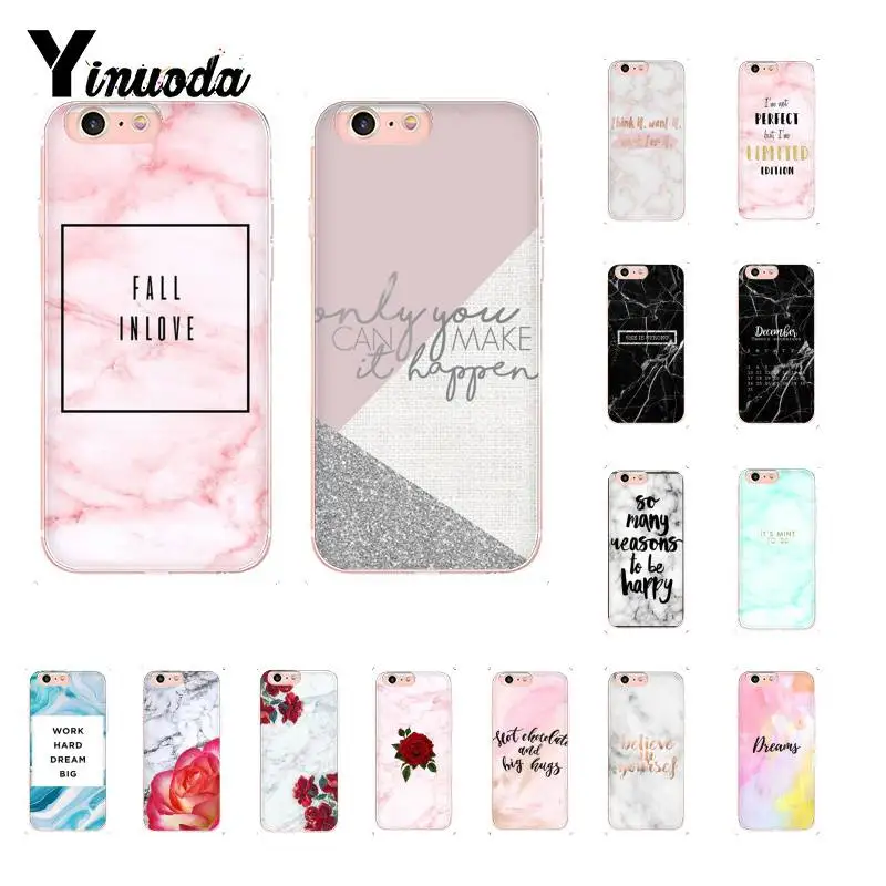 

Yinuoda Gold marble pink love cute motivation Word Phone Case for iPhone 8 7 6 6S Plus X XS MAX 5 5S SE XR 10 11 11pro 11promax