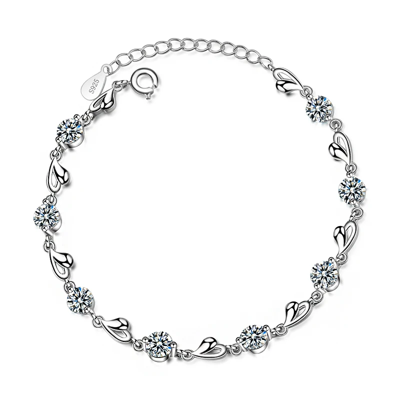 

Sweet Heart & 5A Zirconia Crystal Charm Bracelets High Quality Exquisite Bracelets Bangles Fashion Jewelry Gifts for Women Girls