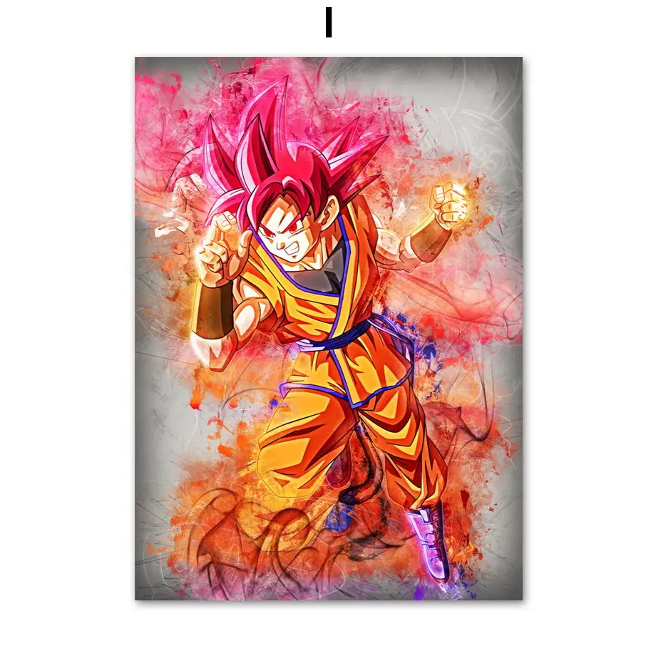 Dragon Ball Super Son Goku Vegeta Beerus Whis Majin Buu аниме постеры и принты на холсте настенные картины для декора - Цвет: I