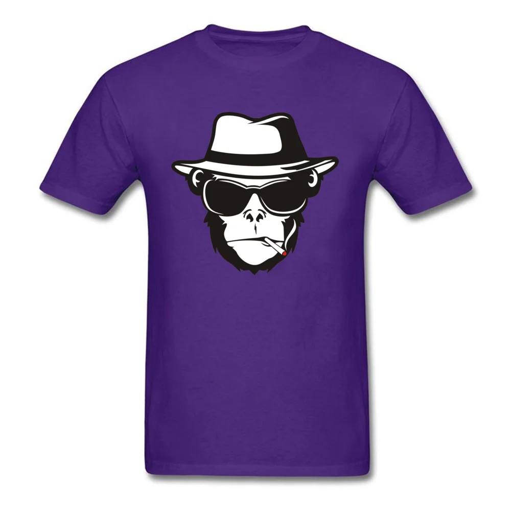 Monkey with sunglasses Cool Short Sleeve Tops Tees Thanksgiving Day Crew Neck Pure Cotton Men's T Shirt Cool Tee Shirt Faddish Monkey with sunglasses purple