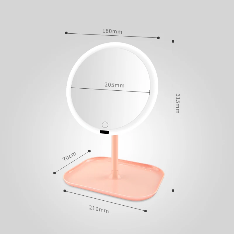 8 дюймов светодиодный HD макияж зеркало инфракрасное Обнаружение перезаряжаемые яркость регулируемые зеркала с подсветкой освещенное косметическое зеркало