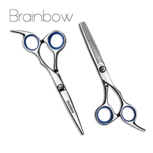 Brainbow 6 inch Cutting Thinning  Styling Tool Hair Scissors Stainless Steel Salon Hairdressing Shears Regular Flat Teeth Blades