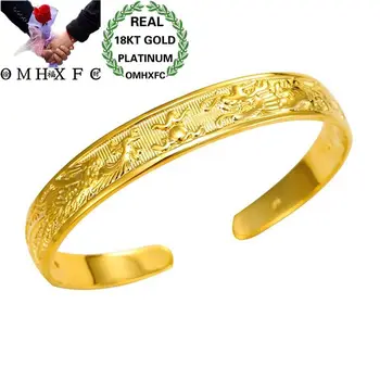 

OMHXFC Wholesale European Fashion Woman Party Birthday Wedding Gift Vintage Dragon Phoenix Open 18KT Gold Bracelet Bangle ES119