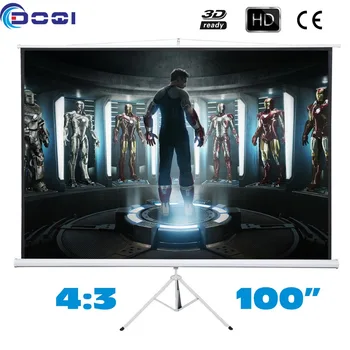 

100 inches 4:3 Tripod Projection Screen HD Portable Floor stand Bracket Projector Screens Matt White Factory Supply