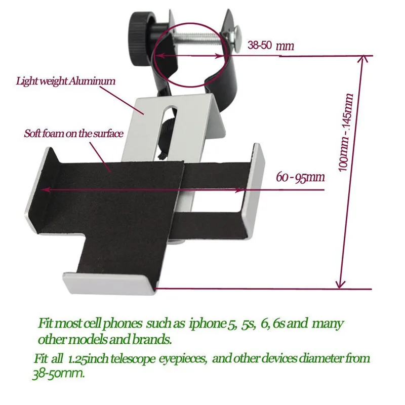 38 мм-50 мм Совместимость с биноклем Монокулярные зрительные прицелы телескопы адаптер смартфон Capturer для Iphone