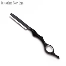 10 шт. 17,5 см гравировка логотипа Профессиональные Sharp парикмахерское лезвие бритвы для волос с режущие истончающие Ножи Алюминий сплав C6100