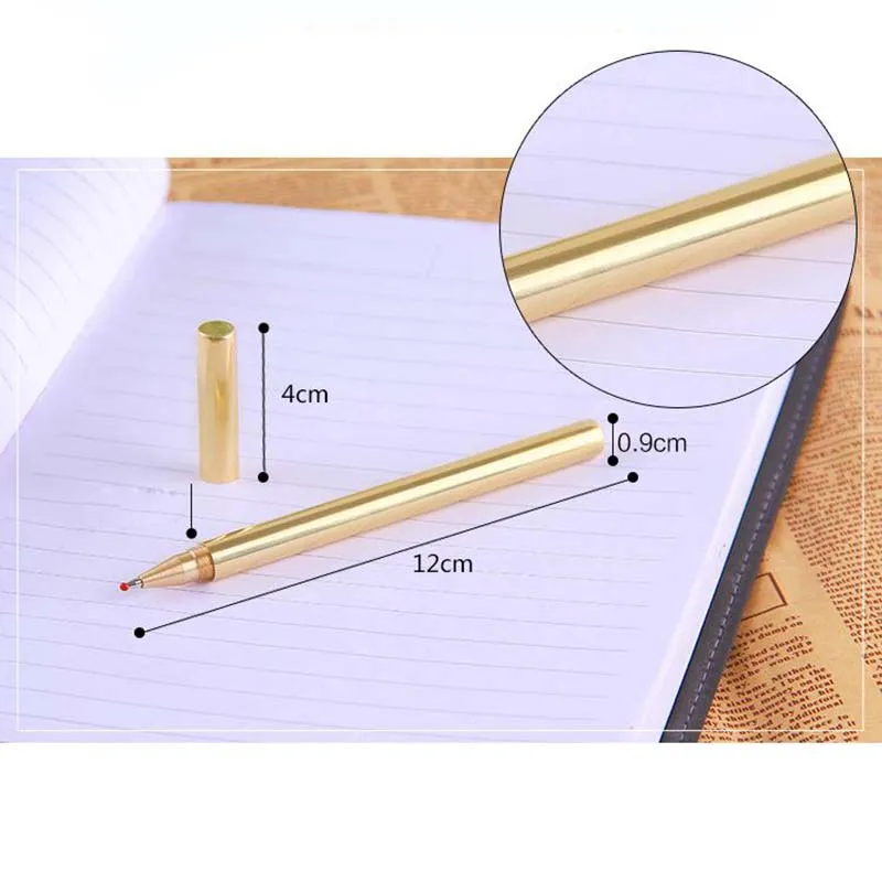 Модная полностью металлическая шариковая ручка ручной работы Canetas латунная гелевая ручка школьные принадлежности канцелярские принадлежности медь с черной ручкой сумка 03639