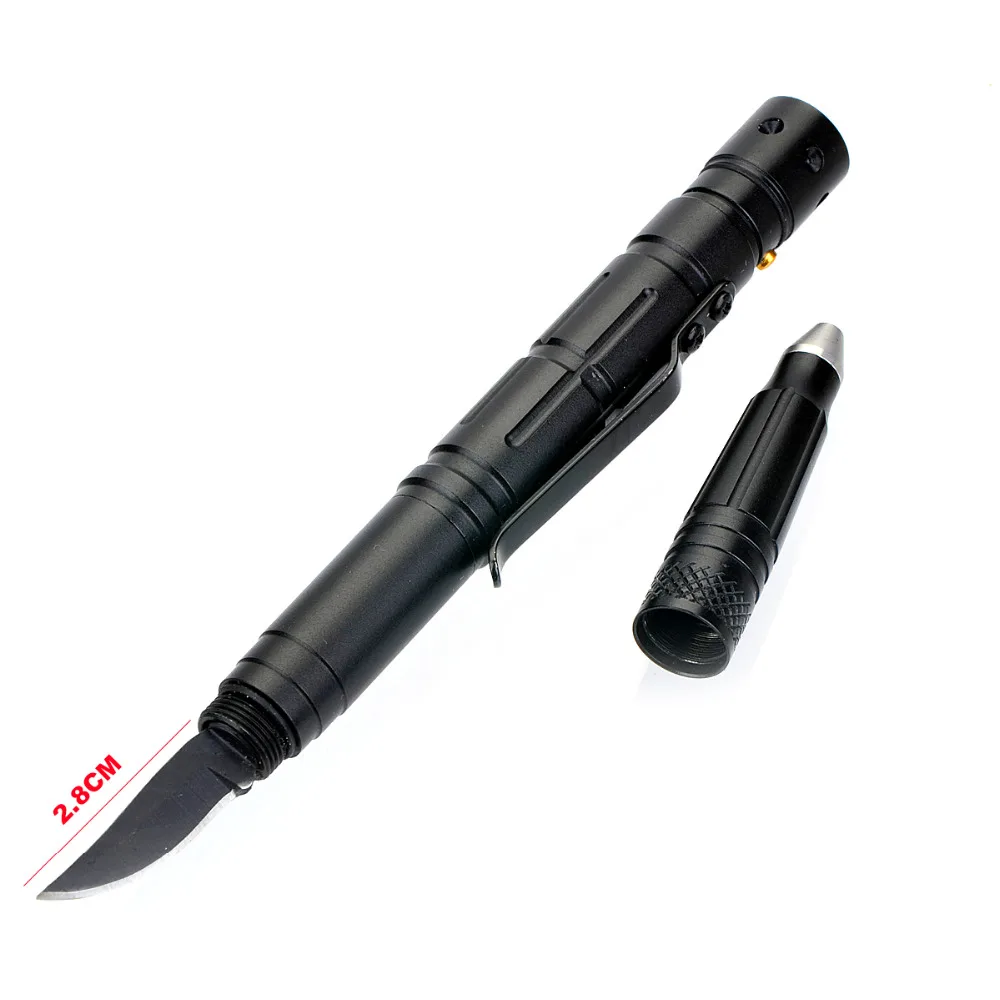 2017 NEW Self Defense Tactical Pen EDC Tool W/ Tungsten Steel Glass Breaker / Knife Blade LED