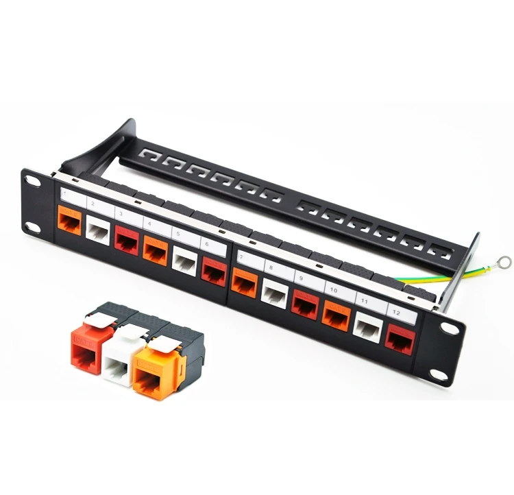 Prix pour 10 Pouce 12 port CAT6 Gigabit Modulaire Patch Panneau Incl. 12 pcs RJ45 Outil-moins Keystone Jacks (Couleur Mélangée Prises: Rouge + Orange + Blanc) Prix pour 10 Pouce 12 port CAT6 Gigabit Modulaire Patch Panneau Incl. 12 pcs RJ45 Outil-moins Keystone Jacks (Couleur Mélangée Prises: Rouge + Orange + Blanc)
