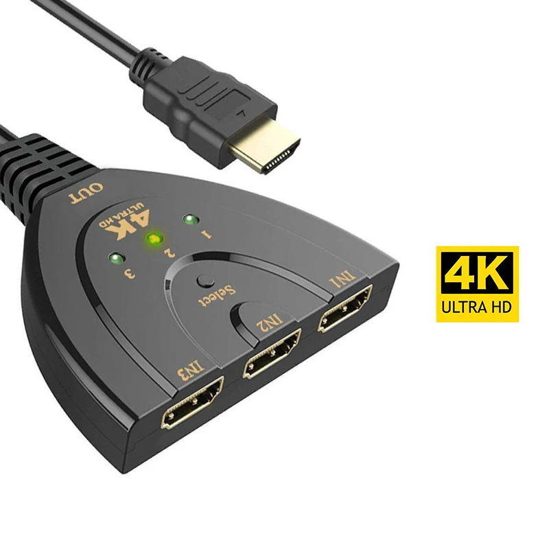 4K * 2K 3D Mini 3 порта HDMI 1 4 переключатель сплиттер 1080P в видеоконцентратор адаптер для