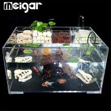 Прозрачный акриловый аквариум с водяным насосом, фильтр для домашнего офиса, украшение для рабочего стола, золотая рыбка, черепаха, коробка для разведения, контейнер