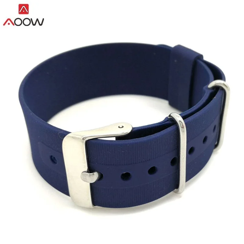 

AOOW 18mm 20mm 22mm Nato Strap Watch Band Men Silicone Sport Watchband Diving Waterproof Replacement Watchband Strap Bracelets