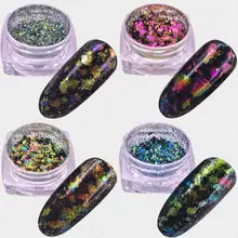 4 цвета, новинка, хлопья хамелеон, блеск для ногтей, порошок, пыль, Блестящие Блестки, украшения для ногтей, инструменты для маникюра, красоты