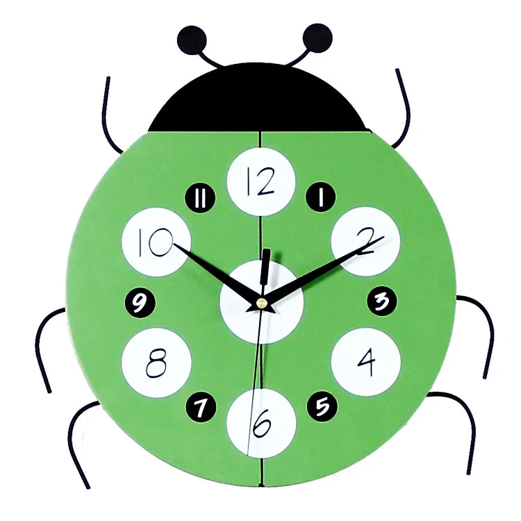 Cartoon Children's Room Animal Wall Clocks green  