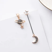 Nuovo Disegno Asimmetrico Orecchini Per Le Donne Alla Moda Bijoux di Strass Luna Star Pianeta Pendientes Caldo Regali Di Natale