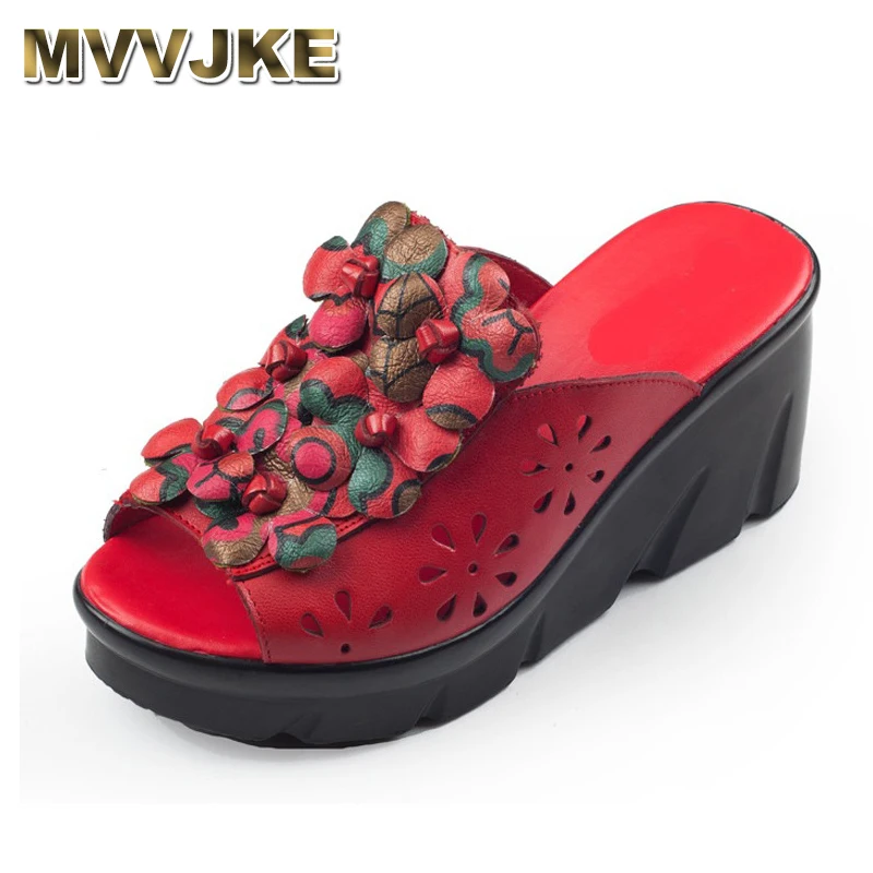 MVVJKESummer/женские тапочки на платформе и каблуке Мягкие удобные шлепанцы Сандалии