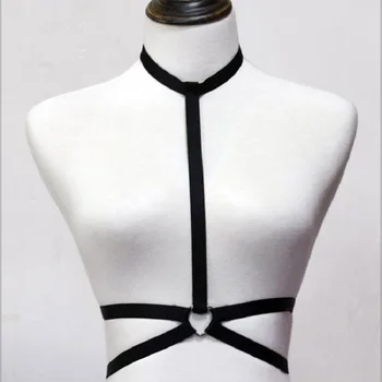 

Women Elastic Spandex harness Harajuku Punk body shape Sweet heart handmade Waistband Goth Chest belt push up