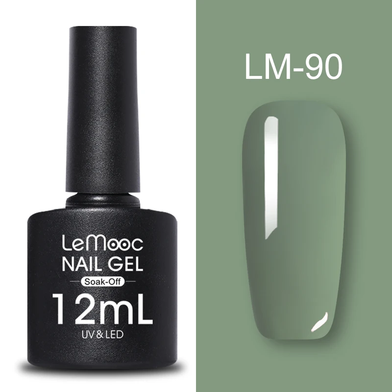 LEMOOC Гель-лак для ногтей 12 мл полуперманентный лак для ногтей Блестящий Гель-лак замачиваемый УФ Гель-лак для самостоятельного дизайна ногтей - Цвет: LM-90