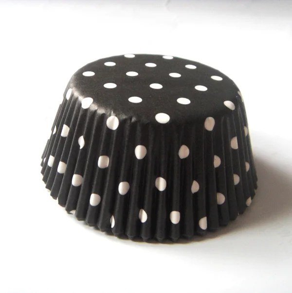 

Free Shipping 100pcs black dot Paper Cake Cup Liners Baking Cup Muffin tray for wedding birthday party Cupcake Cases