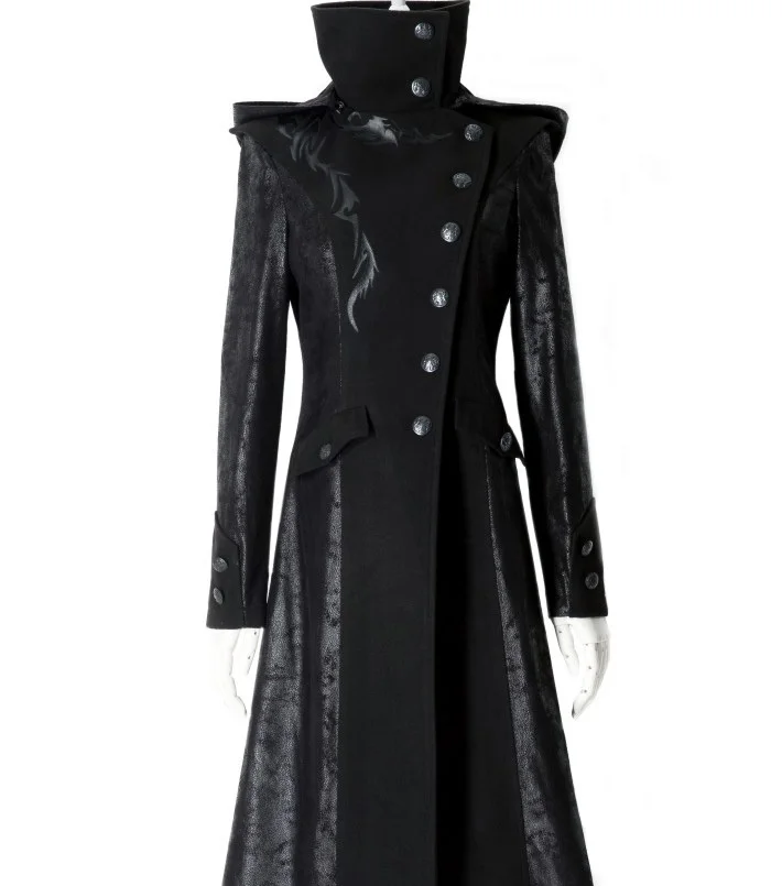 Рок женский панк СТРИМ длинный жакет пальто толстовка с капюшоном daft vival Kei Gothic Y420F