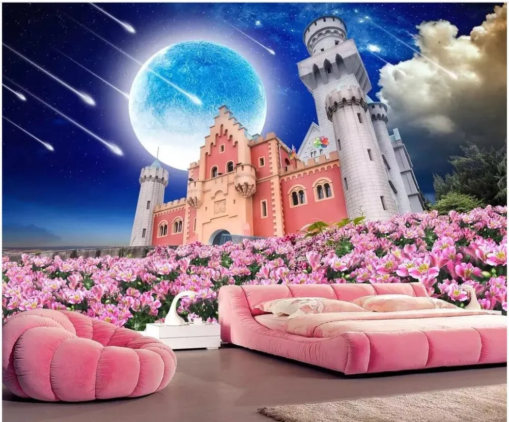 Фотообои 3d на заказ настенная бумага с изображением метеорита душа Луны ночного