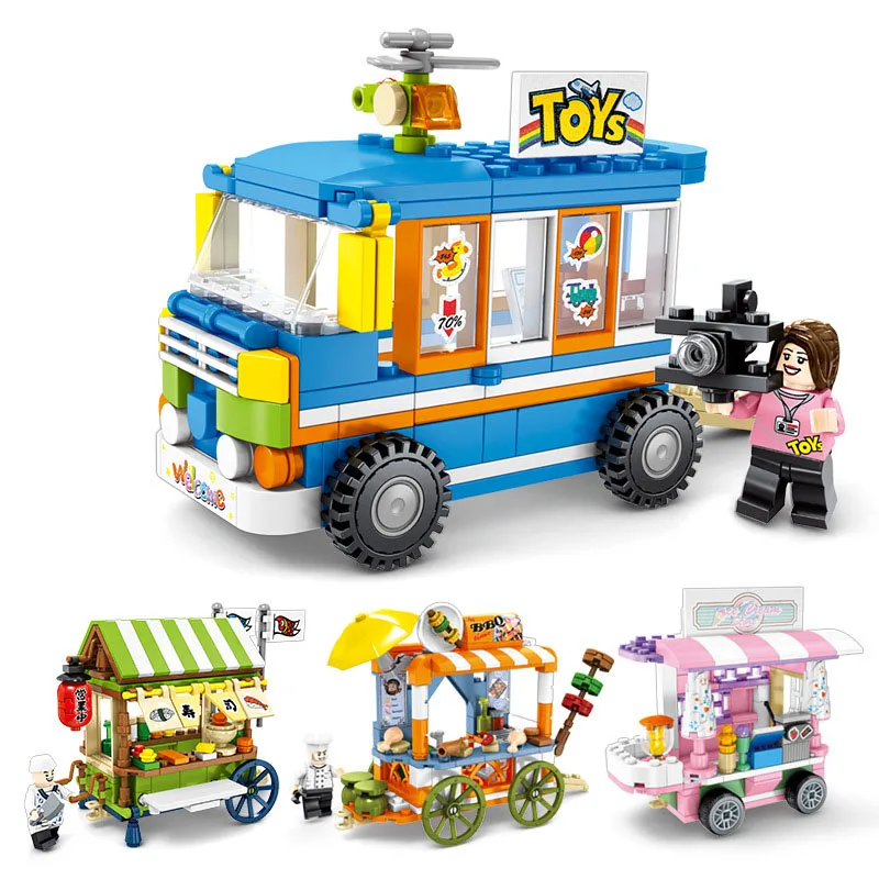 

Sembo City Playmobil Car Block Set Sushi BBQ icecream dining Van Compatible Legoingly Building Brick Toy For Kids no box