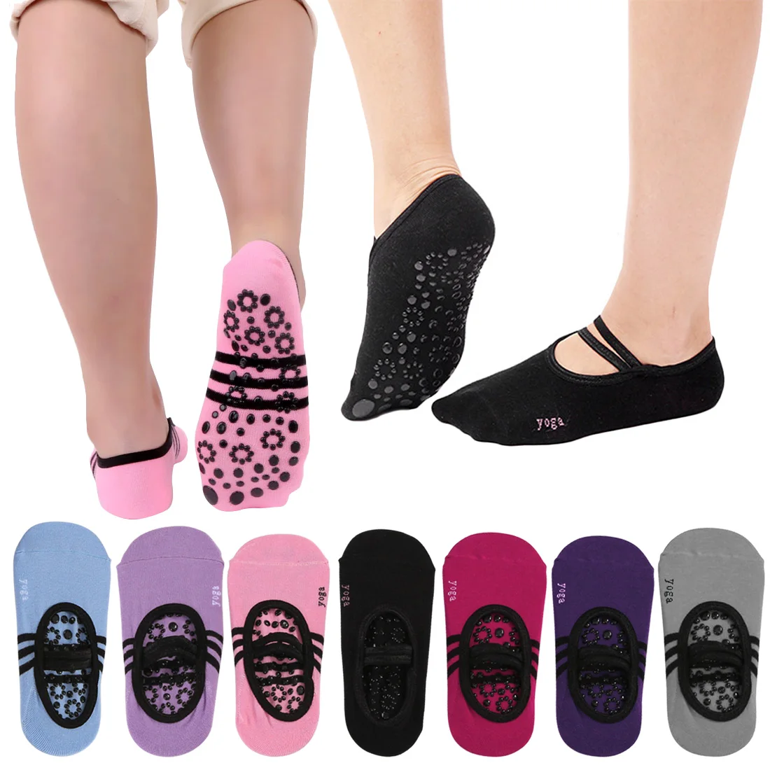 

Hot 1 Pair Sports Yoga Slipper Women Anti Slip Cotton Cycling Socks Ladies Pilates Socks Ballet Heel Protector Yoga Dance Socks