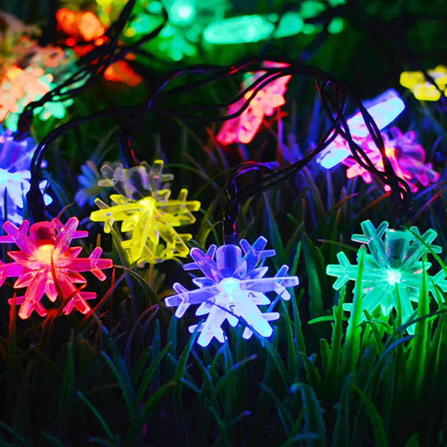 

20/30 LED Snowflake Shaped Led Solar Light for Outdoor Garden Christmas Tree Decorations New Year's Day Lighting String HG-45