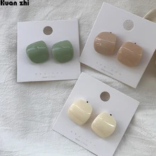 HUANZHI, корейские винтажные простые полимерные геометрические Изогнутые Круглые u-образные акриловые широкие серьги-гвоздики для женщин, студенток, подарок для девушек