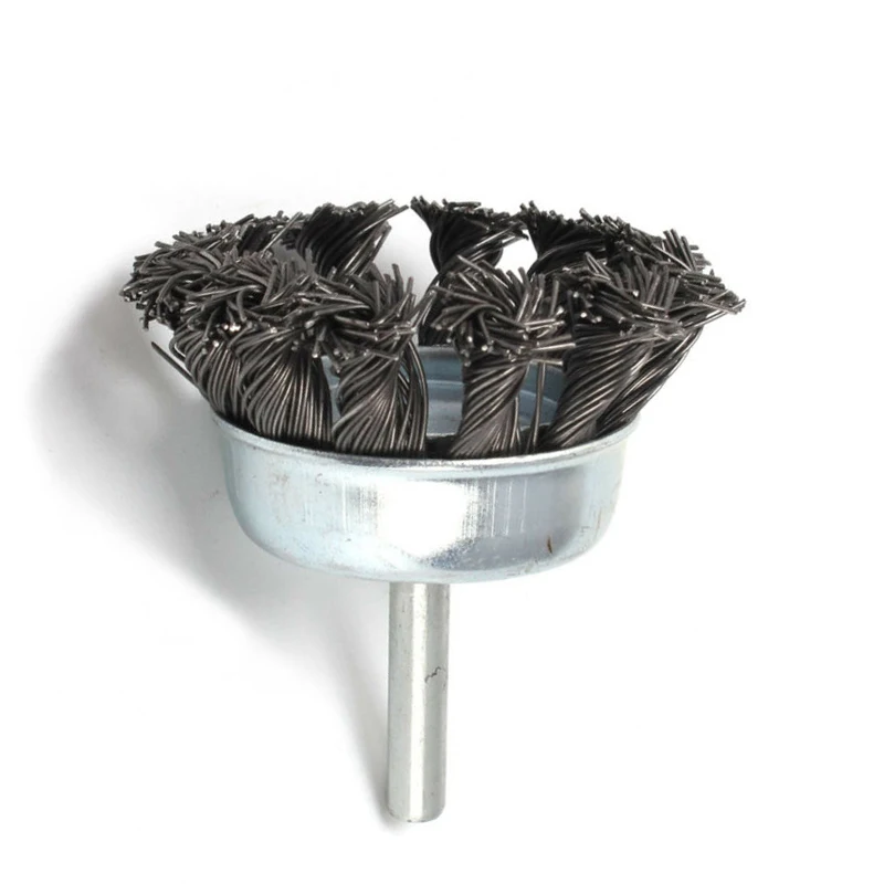 1pcs Drill Brushes Rust Removal Wire Brush Metal Wheel Cup Brushes Crimped 1/4" Shank Grinder Attachments Drilling Accessories