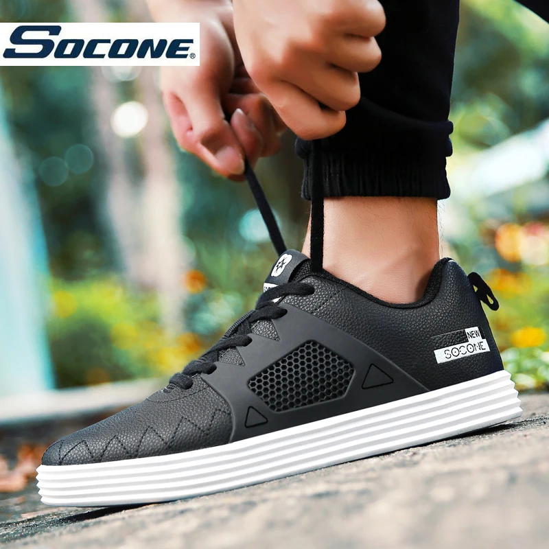 SOCONE Brand Men's Skateboarding Shoes Lace Up Sneakers for Men with