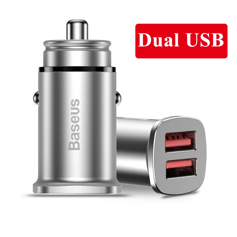 Baseus 30 Вт usb type C PD Быстрая зарядка 4,0 3,0 Автомобильное зарядное устройство для huawei Supercharge SCP зарядное устройство для мобильного телефона быстрое автомобильное зарядное устройство для телефона - Тип штекера: Silver Dual USB