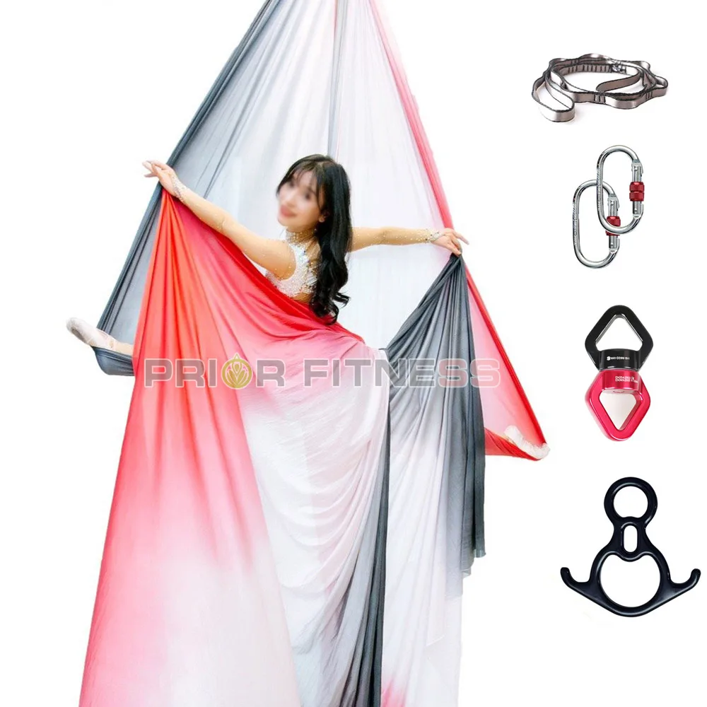 

9Yards/8.2m colorful Flying aerial silk set Yoga Hammock Trapeze Sling Kit Extension Straps Antigravity Nylon Yoga Swing