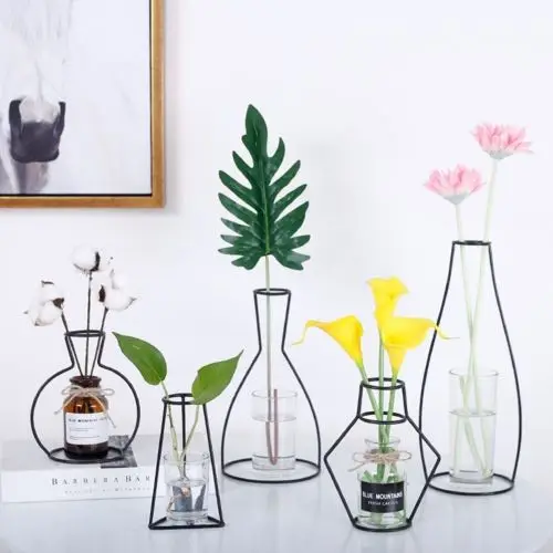

New Vases Decorated Plant Flower Iron Vase Simple Diverse Home Office Vases Room Decor Accessories ( Glasses Not Included)