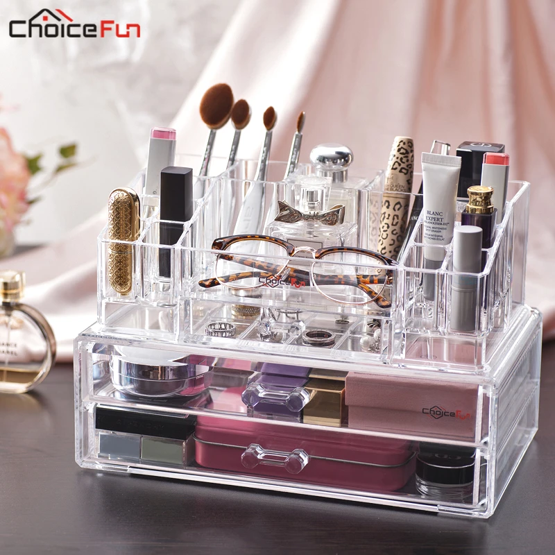CHOICE FUN Beauty Настольный 2 ящика большой пластиковый акрил макияж Organizador