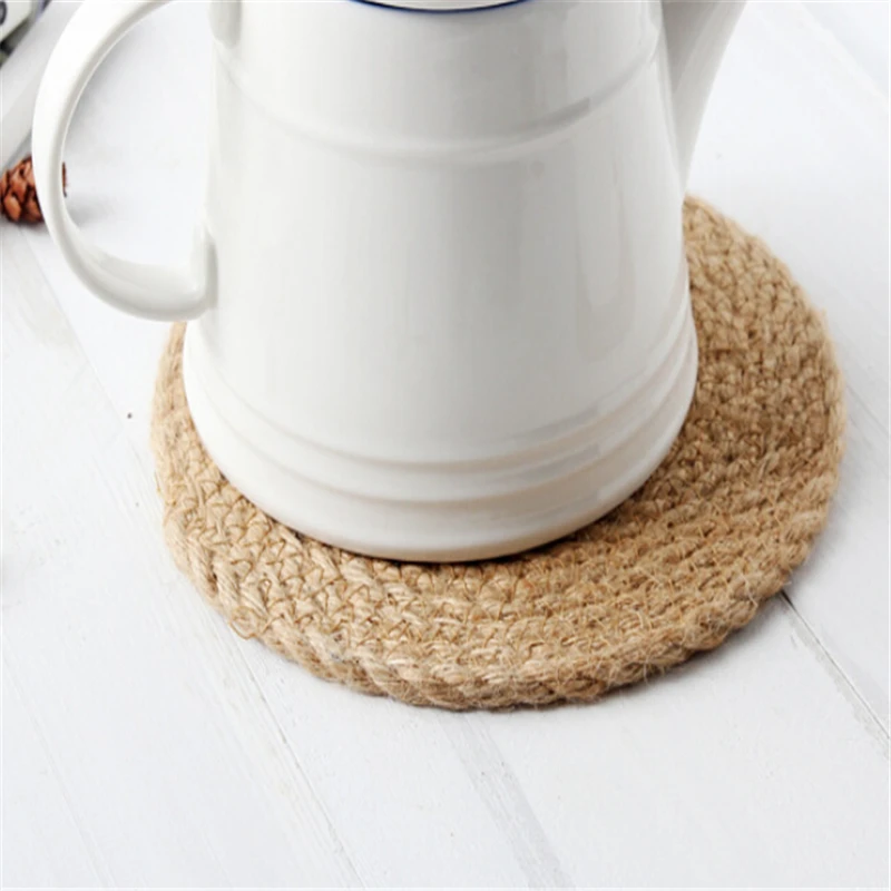 Round Thicken Placemats Straw Cup Coasters Dining Table Mat Heat