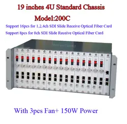 Высокий профессиональный 4u шасси 19 дюймов интегрированный 16 шт. для 1CH 2CH 4CH HD-SDI преобразователь Оптического волокна приемник шасси 4U чехол