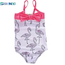 SIRENXI/детский модный розовый бикини с завязками, купальный костюм для маленьких девочек с фламинго, купальный костюм, пляжная одежда