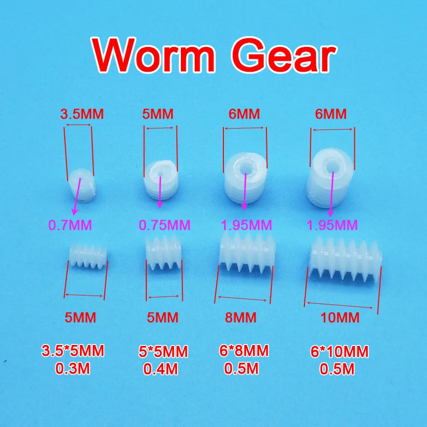 Engrenagem de rosca infinita 3.5*5mm, 0.3m/5x5mm 0,8a 0.4m/6x8mm 6x10mm 0.5m 2a, engrenagens helicoidal para modelos de brinquedo diy