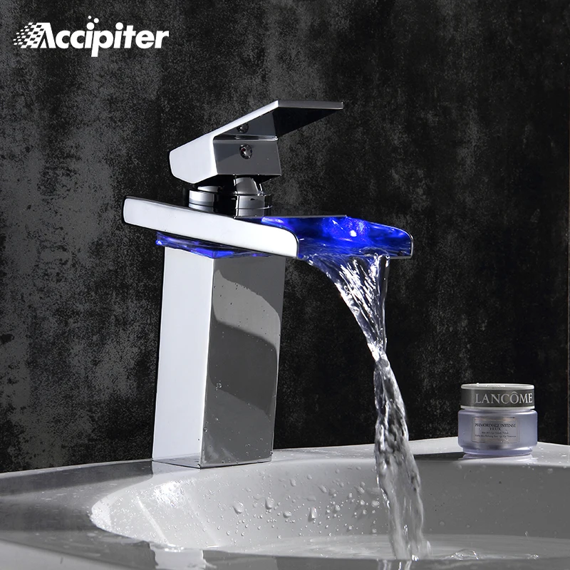 Bathroom Led Faucet. Water Power Chrome Polished Led Tap Bathroom Deck