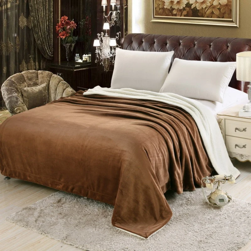 

Fashion Warm Pure Color Lamb Flannel Fleece Throw Soft Warm Blanket A Quilt Bedspread Blanket To On For The Sofa/Bed 100*150 cm